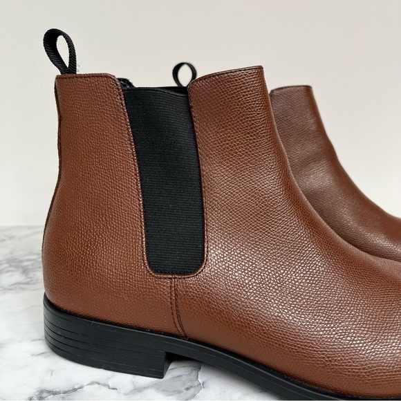 Calvin Klein Men's Corin Textured Tumbled Leather Chelsea Boot Dark Brown 10 - Picture 2 of 10